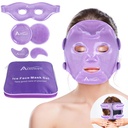 Atsuwell 冷却冰面眼罩套件,用于暗圆和Puffiness, 6 Gel 冷套件用于面部,眼睛,软Plush Linning 冰面冰面冷压缩, 放松, 酷囊包含