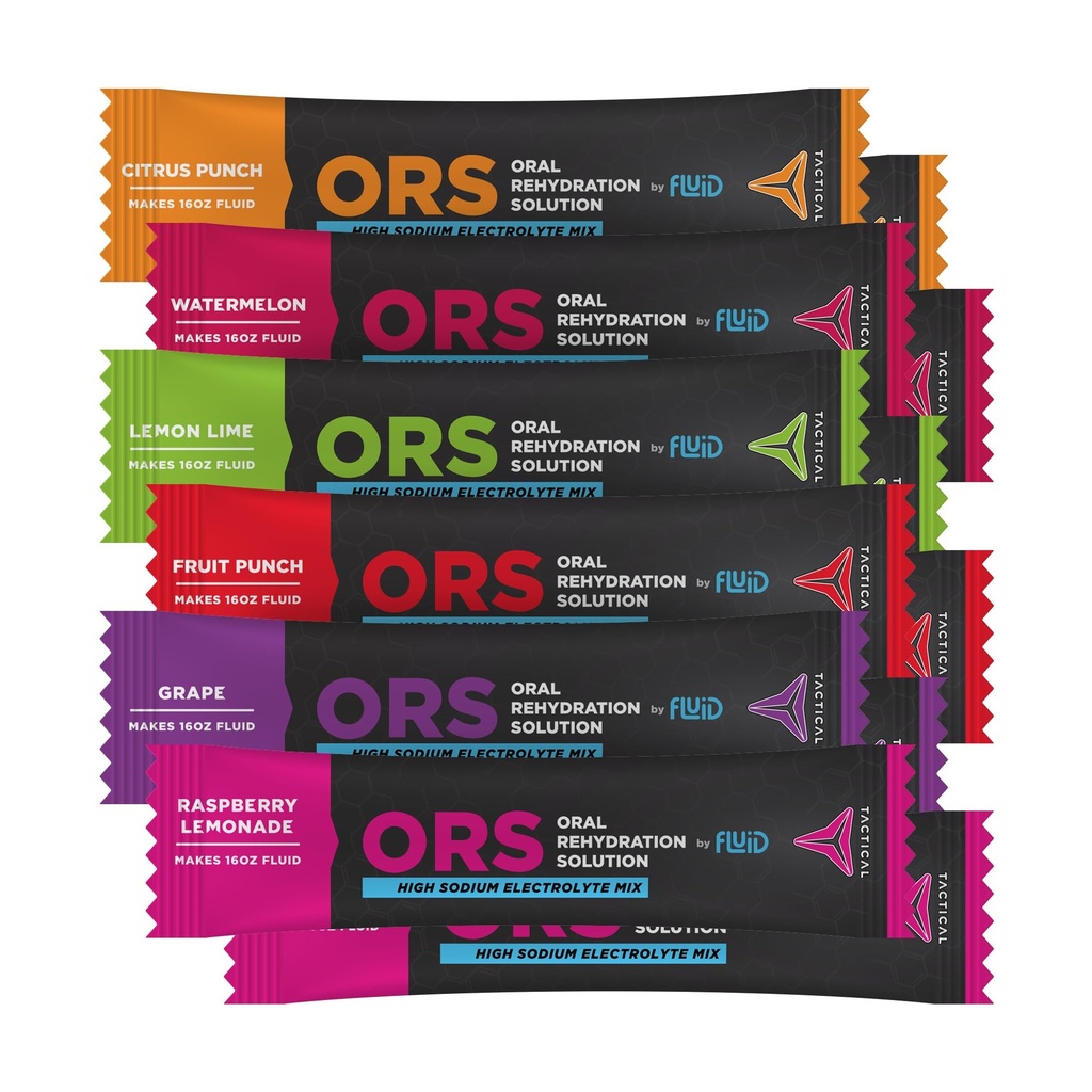 流体战术-ORS 极端脱水 电解质 6-Flavor Variety Pack QQ 12 Counter Stick Packs