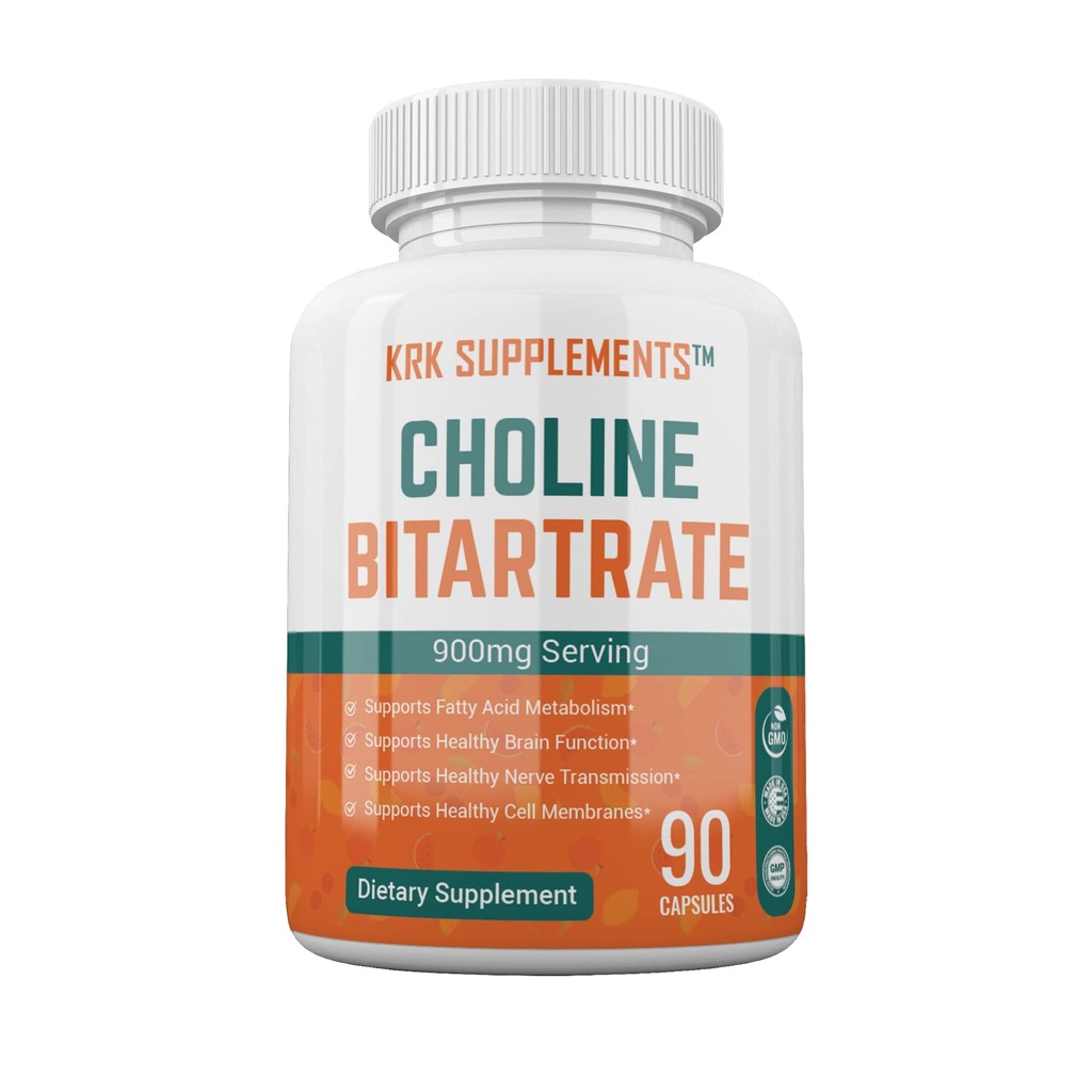 1 Pack Choline Bitartrate 900mg 个人服务 90 Capsules KRK 补编