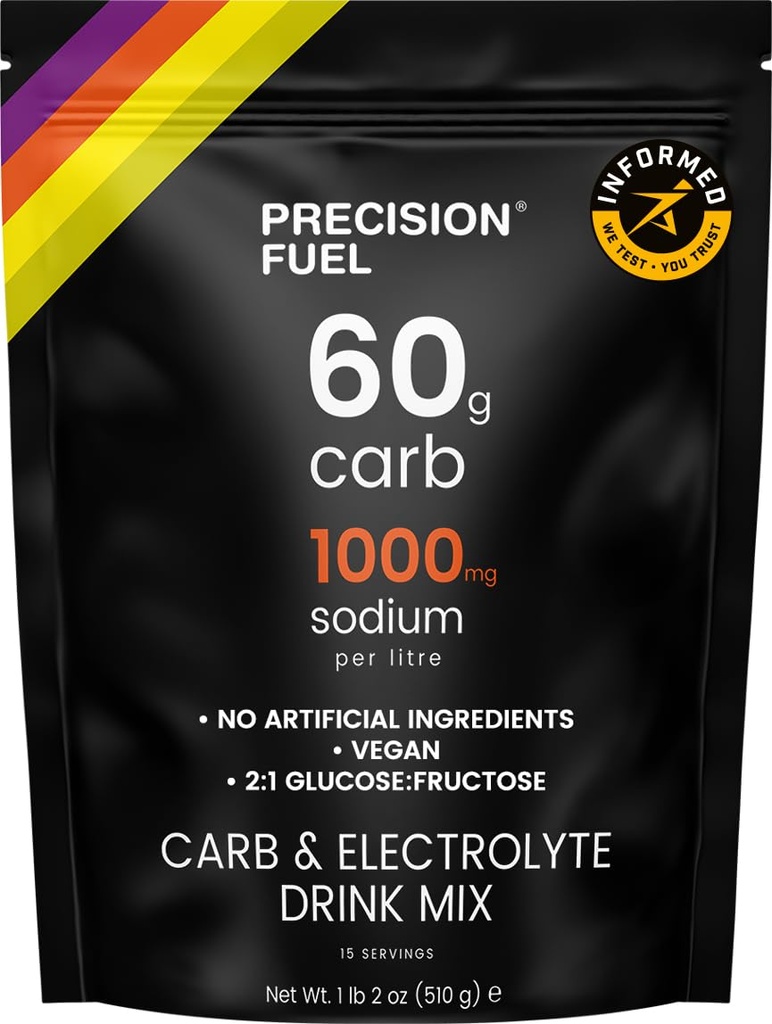 精密燃料PF 60 碳与电解质 饮用混合水力和能量-耐力运动营养,Vegan,Hypotonic-60g Carb,1000mg Sodium per Litre-Mild Citrus Flavor