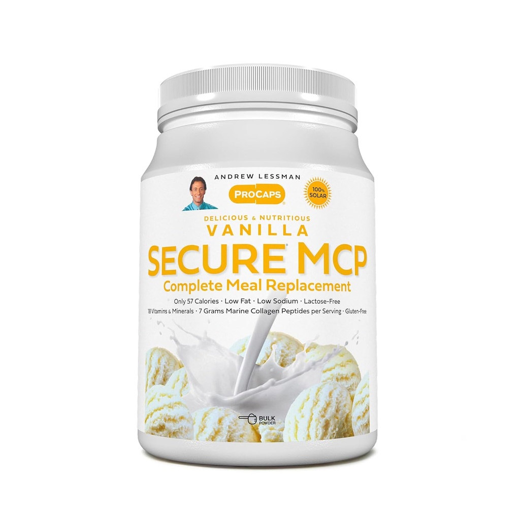 Andrew Lessman Secret MCP 完成膳食替换 - 香草30 服务 - 仅57个卡路里,低脂肪,7格拉姆海洋Collagen Peptides, 推广Radiant平滑软皮,舒适的关节
