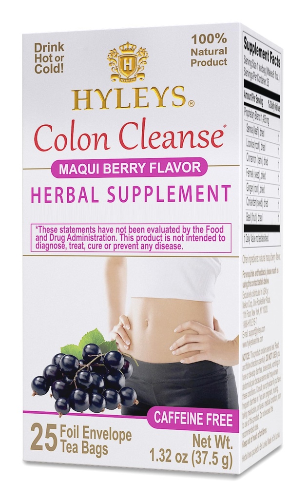 Hyleys Colon Cleanse Tea Maqui Berry Flavor - 25个茶袋(1包)