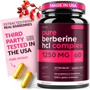 Berberine 增量 1250mg Potent 植物帽用于重量管理,配有 Bitter Melon 和 Banaba Leaf - 来自 Barberry 提取的 HCl 30 服务