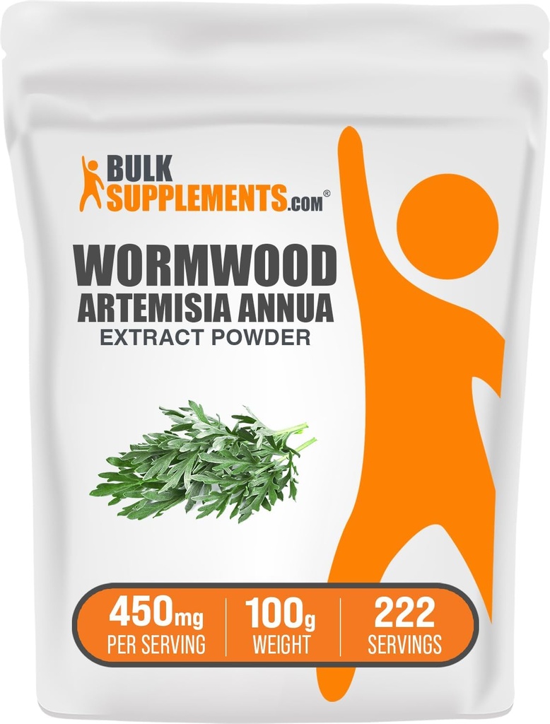 Bulk Assupports.com Wormwood 抽取粉末 - Artemisia Annua 来源于甜味的Wormwood Leats,草药补充剂 - Gluten Free, 450mg / service, 100g (3.5 oz) (Pack of 1).