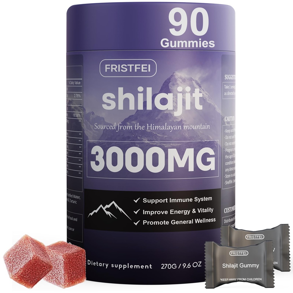 纯喜马拉雅Shilajit Gummys for Men and Women - 100% 天然和有机 → 85+ 跟踪矿物和富尔维奇酸 → 90 Counter → 个人包装