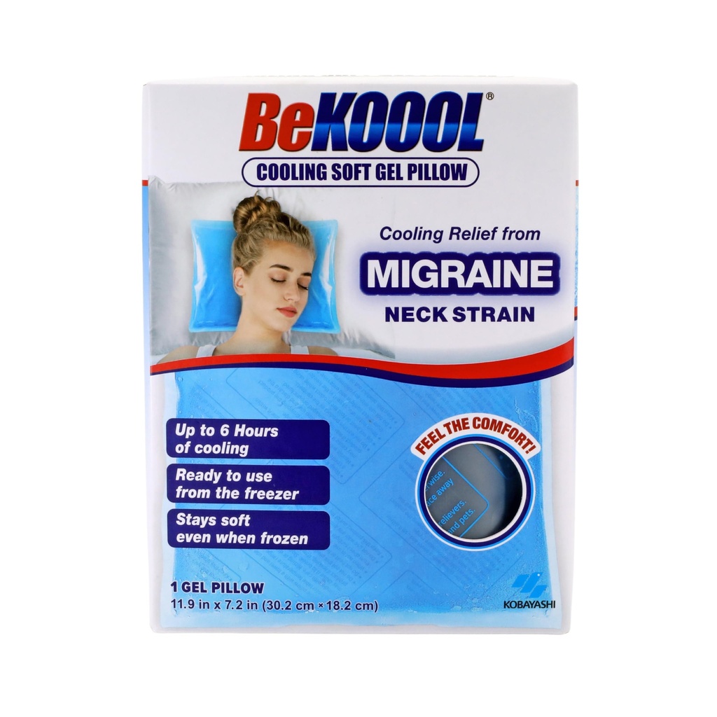 BeKOOOL 冷却软Gel Pillow - Migraines, Neck Strain 和 Fever 可重复使用的冷却救济 - 最多6小时的冷却,准备使用,冷冻时保持软性