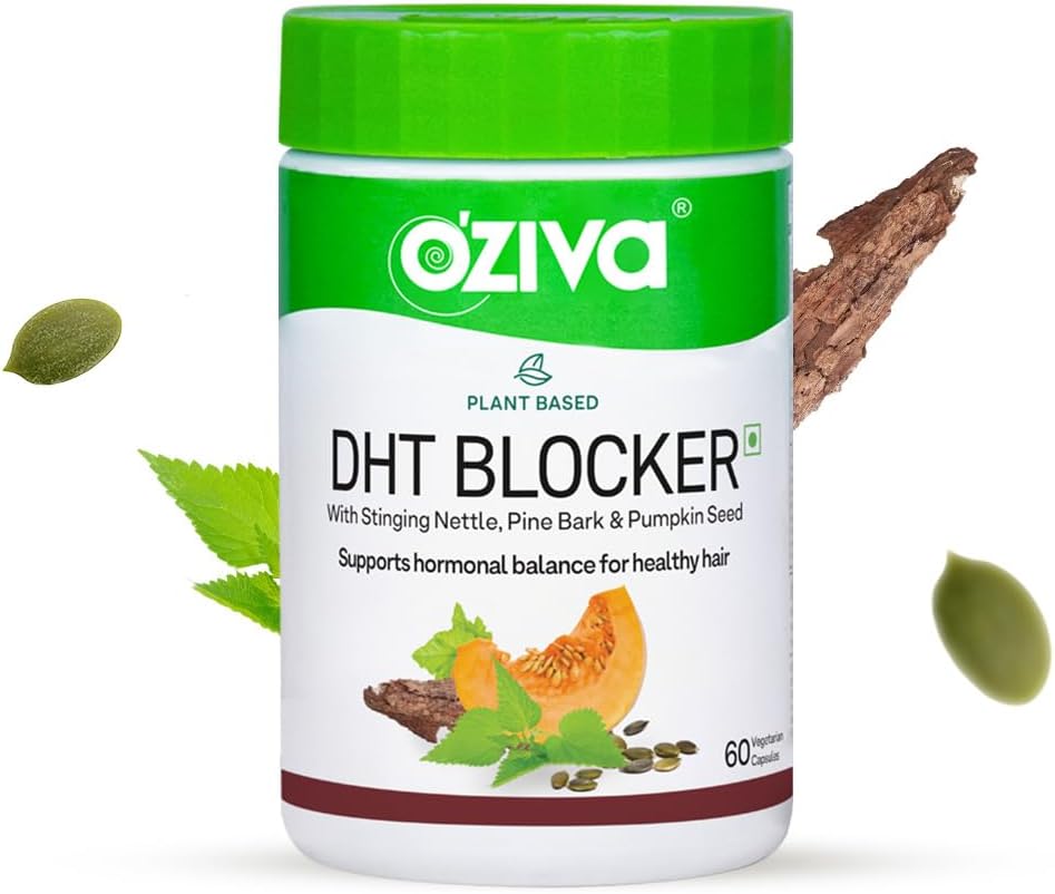 OZIVA Plant 基于 DHT Blocker Capsules| 60 Counter 与 Sting Nettle, Beta Sitosterol, 南瓜种子, 松木棒用于控制发落和泡沫刺激(60 Counter)