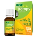 Ddrops Vegan 1000 IU 180 Drops - 每日维生素D液体 - 支持骨质健康与免疫系统. 无大盖、无防腐剂、非GMO、过敏性