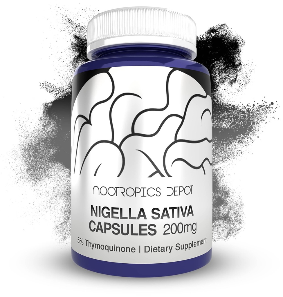 Nigella Sativa 选用 Capsules → 200mg → 60 Counter → 5% Thymoquinone 内容 → 黑种子油选用 → 支持记忆、活体、大脑和 Imune 函数