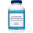 钙(Carbonate) 1200mg – 健康骨骼和牙齿所需的矿物,100%的每日价值 – 添加400IU维生素D 用于辅助吸收(120软胶) 维他命商店