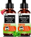 (2 Pack) Organic Oil of Oregano with Black Seed Oil for Immune,Digestive Support & Antioxidant, w/Garlic Elderberry Seasonal Support 6X Absorption Liquid Oregano Drops