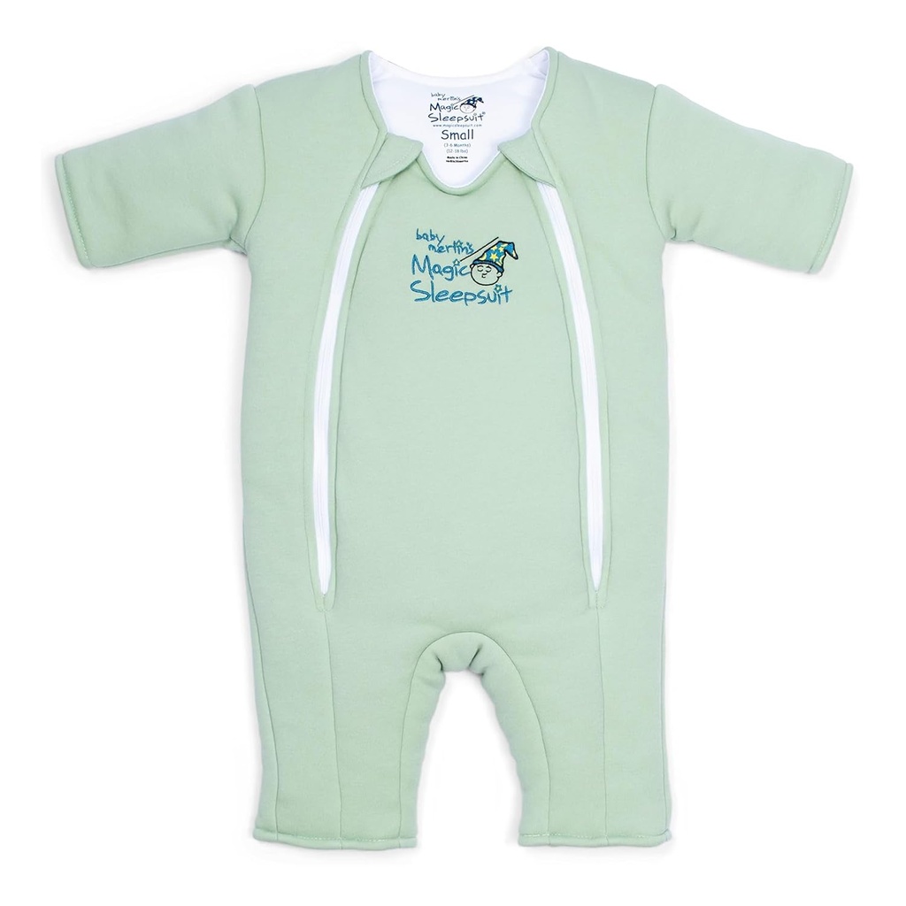 魔幻睡衣宝贝梅林的棉花宝宝Swaddle过渡产品 - 软而舒适的设计,双 Zi换尿布,促进安全睡眠,3-6个月 - Sage Green - 大18-21磅