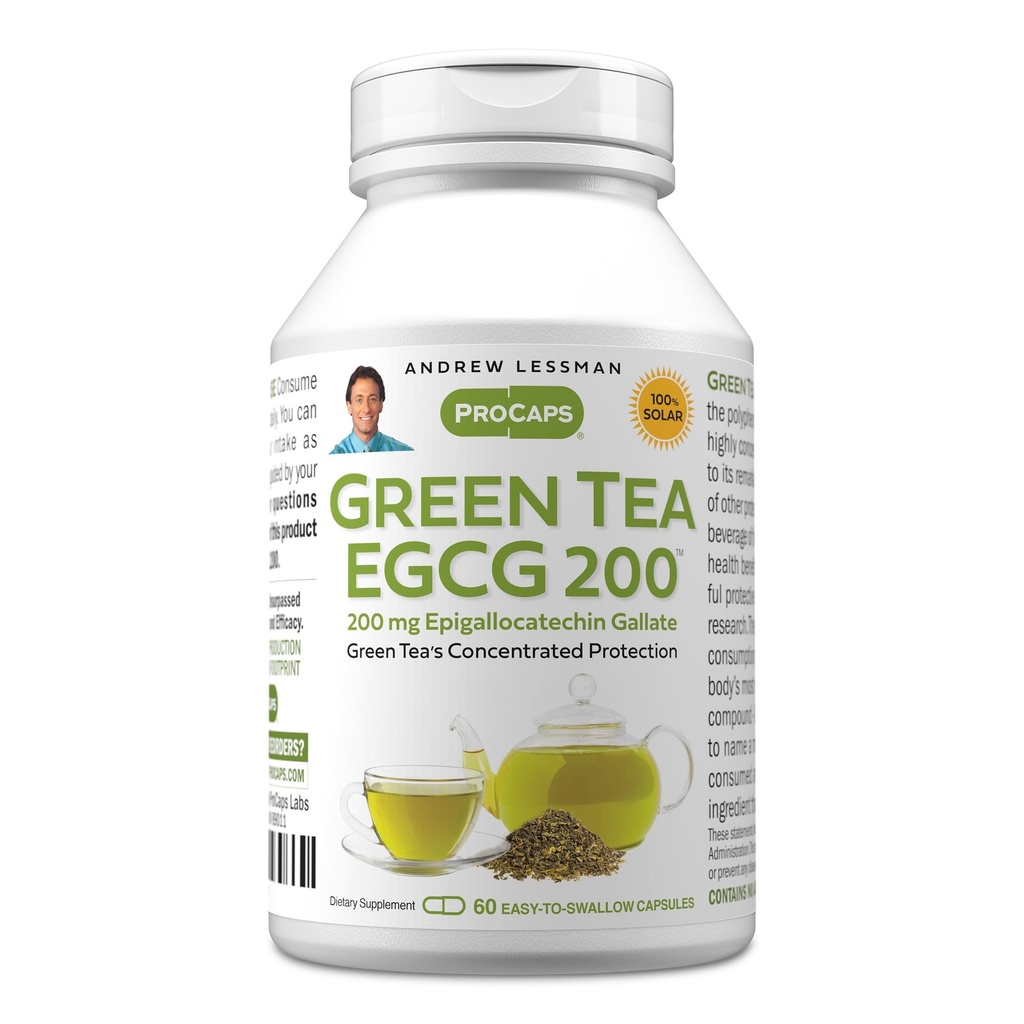 AndreW Lessman Green Tea EGCG 200mg - 60 capsules - 200 mg EGCG,强抗氧化剂支持健康的肝功能,免疫,脑,心和循环系统. 无附加
