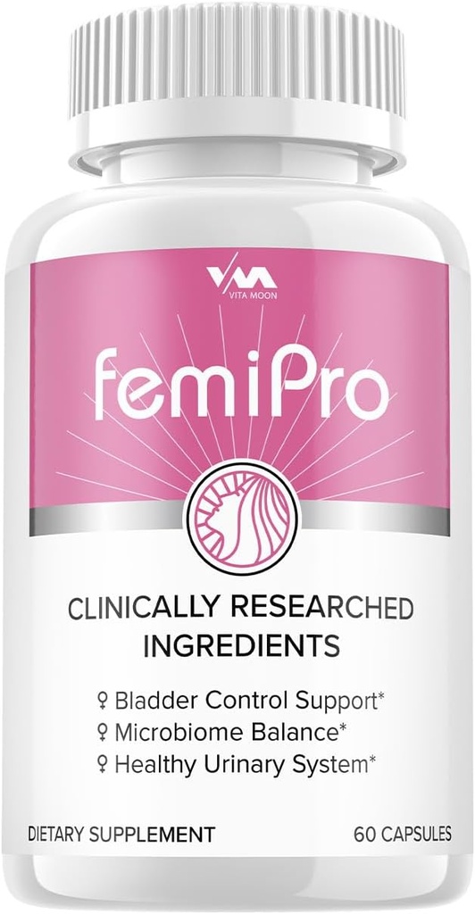 (1包) Femi Pro生素 - FemiPro 高级公式Bladder控制支持,微生物平衡,健康泌尿系统,60 Capsules