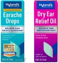 Hyland的Earache的包架 0.33 Fl Oz和干耳救济油,Relieve Ear 刺激快,用于痒和干燥刺激耳,2岁及以上,昼夜滴,0.5 Ounce