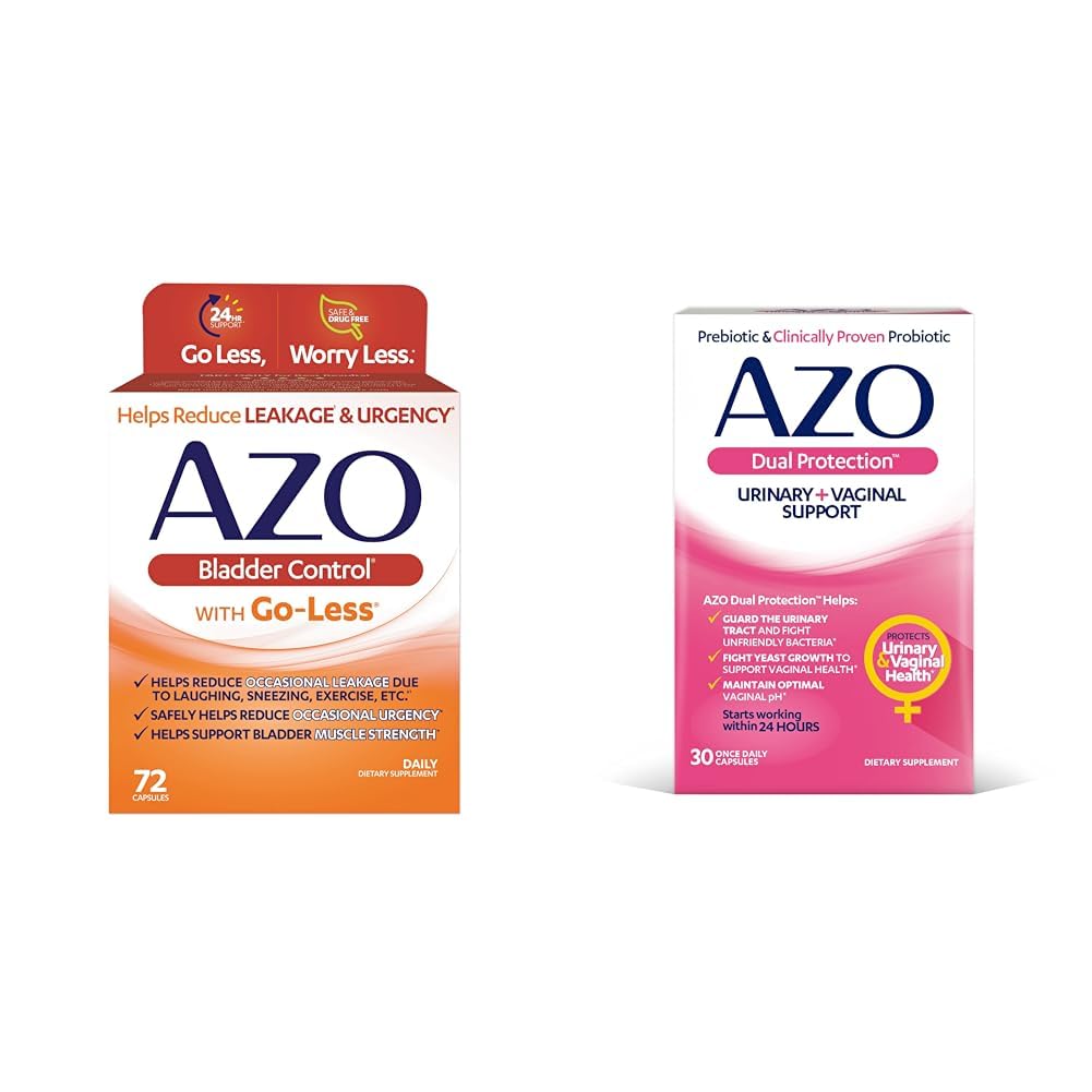 AZO Bladder Control with Go-Less Daily Supplement QQ 帮助减少偶发性急症和双重保护 + Urinary + 阴道支持 + Prebiotic Plus 临床证明 女性亲生性