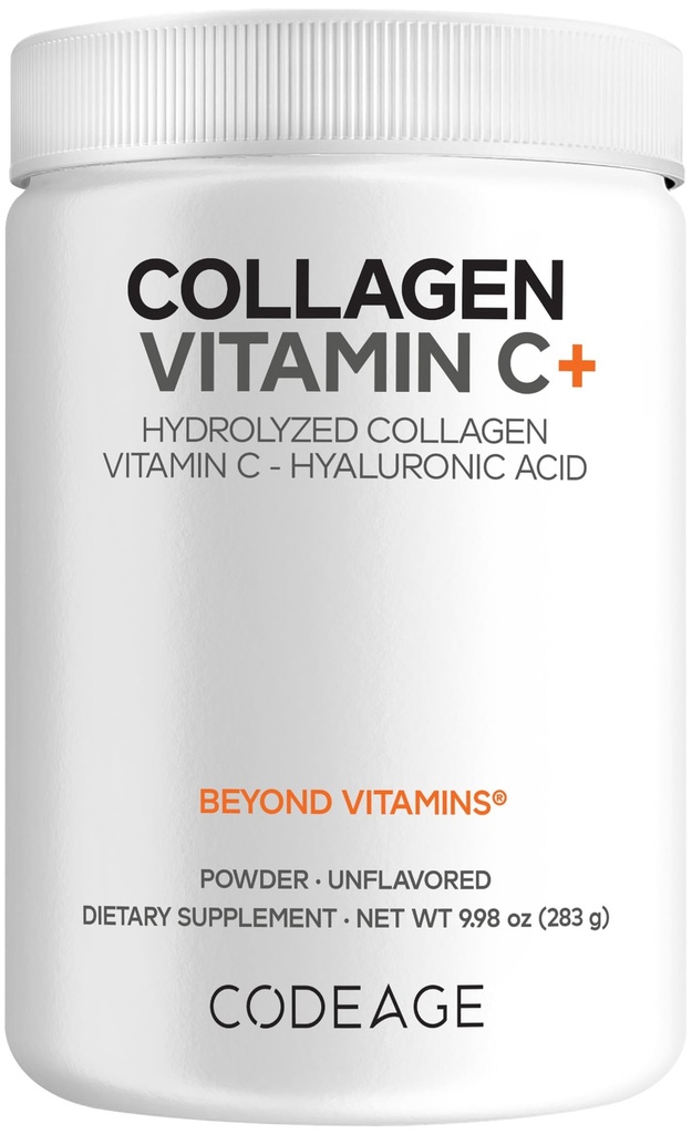 编码Collagen Peptides Powder + Vitamin C - 20g 草-Fed Collagen Per service - 消化酶, Hyaluronic酸, 18 氨基酸 - 水解Collagen蛋白 - 非GMO, 无味 - 9.98 oz
