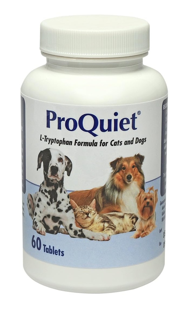Animal Health Options ProQuiet L-Trytophan Formula for Cats & Dogs, Highly Palatable, Supports A Healthy Digestive & Nervous System, Liver Flavor, 60 Tablets