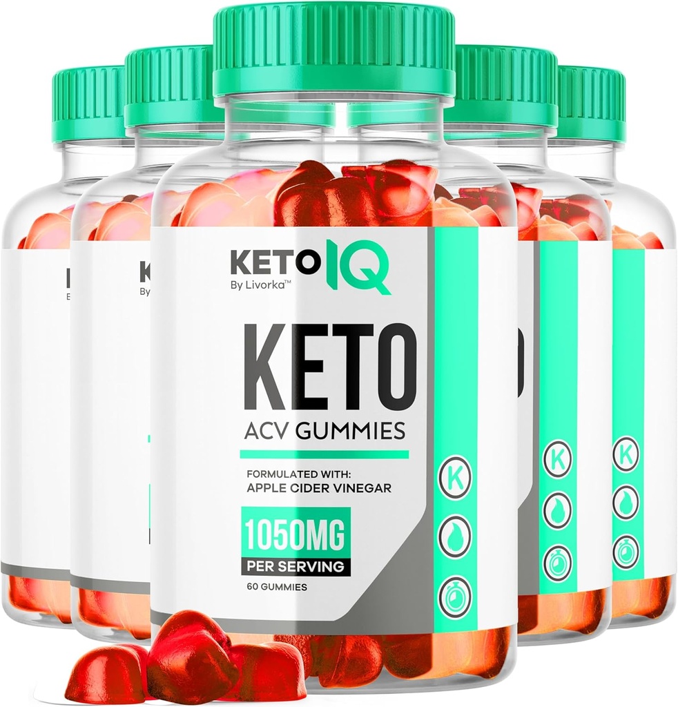 (5 Pack) Keto IQ - 官方 Keto IQ ACV Gummys Premium All Natural 1050mg, KetoIQ Apple Cider Vinegar 高级公式 Keto IQ 审阅, KetoIQ Gummys ACV 支持, 300 Gummys 5个月