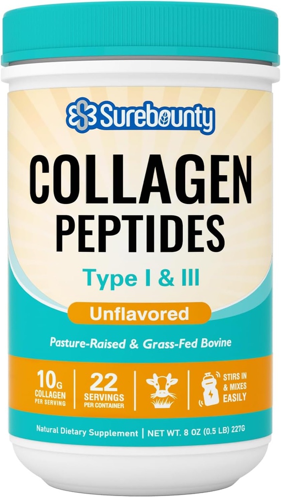 Collagen Peptides Powder, 类型I & III, 草叶波芬源, 无味, 溶解易解, 皮肤, 头发, 钉子和肌肉护理, Paleo & Keto 友好, 8oz