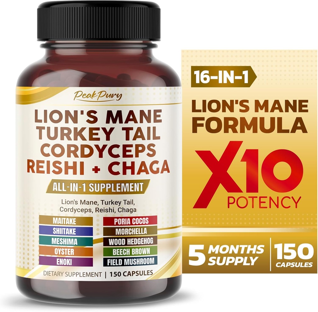 Lion's Mane Turkey Tail Cordyceps Reishi Chaga - 美国整体健康支持公司