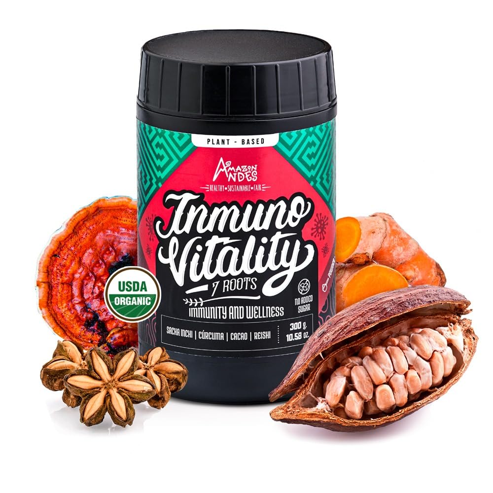 Cacao、Sacha inchi、Turmeric和Reishi Powderl 威力强大的有机超级食品 Mix 300gr 多维塔明l 100% 天然和天然丰富的安第斯山脉