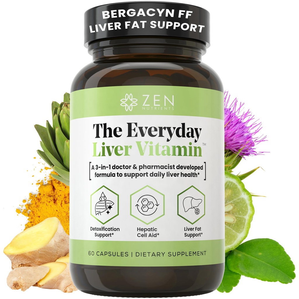 Zen Nutrients The Everyday Liver Vitamin - Liver cleanse Detox & 修补Bergacyn FF,有机牛奶硝酸盐,Dandelion root & Artichoke 提取用于肝脏健康 - 合肥肝脏支持补充