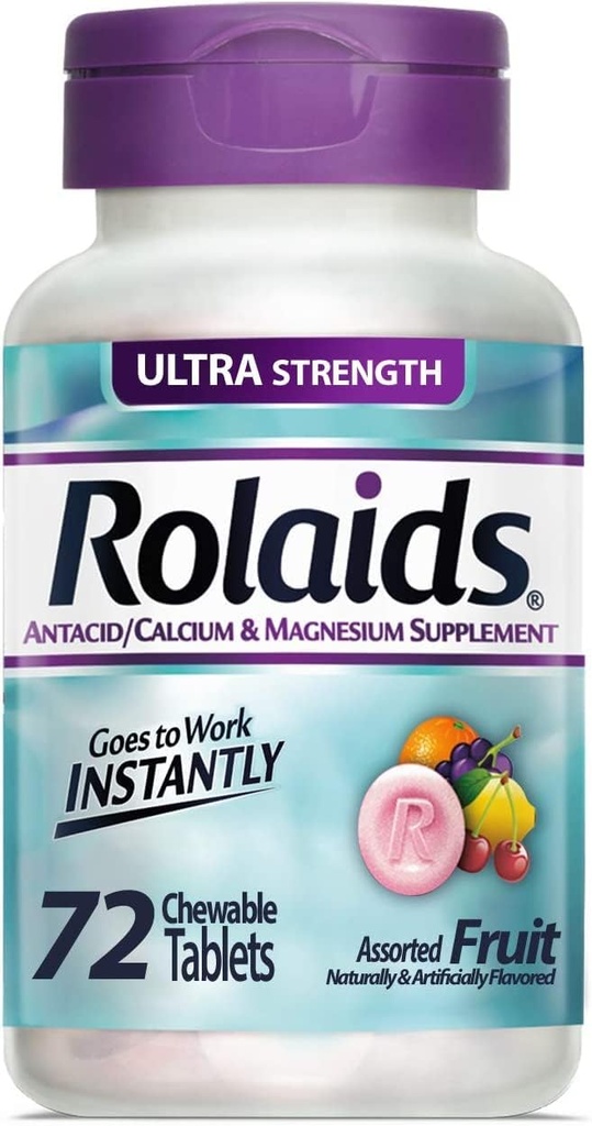 Rolaids Antacid Calcium & Magnesium 补充超强板块,果实 72 ea(4包)