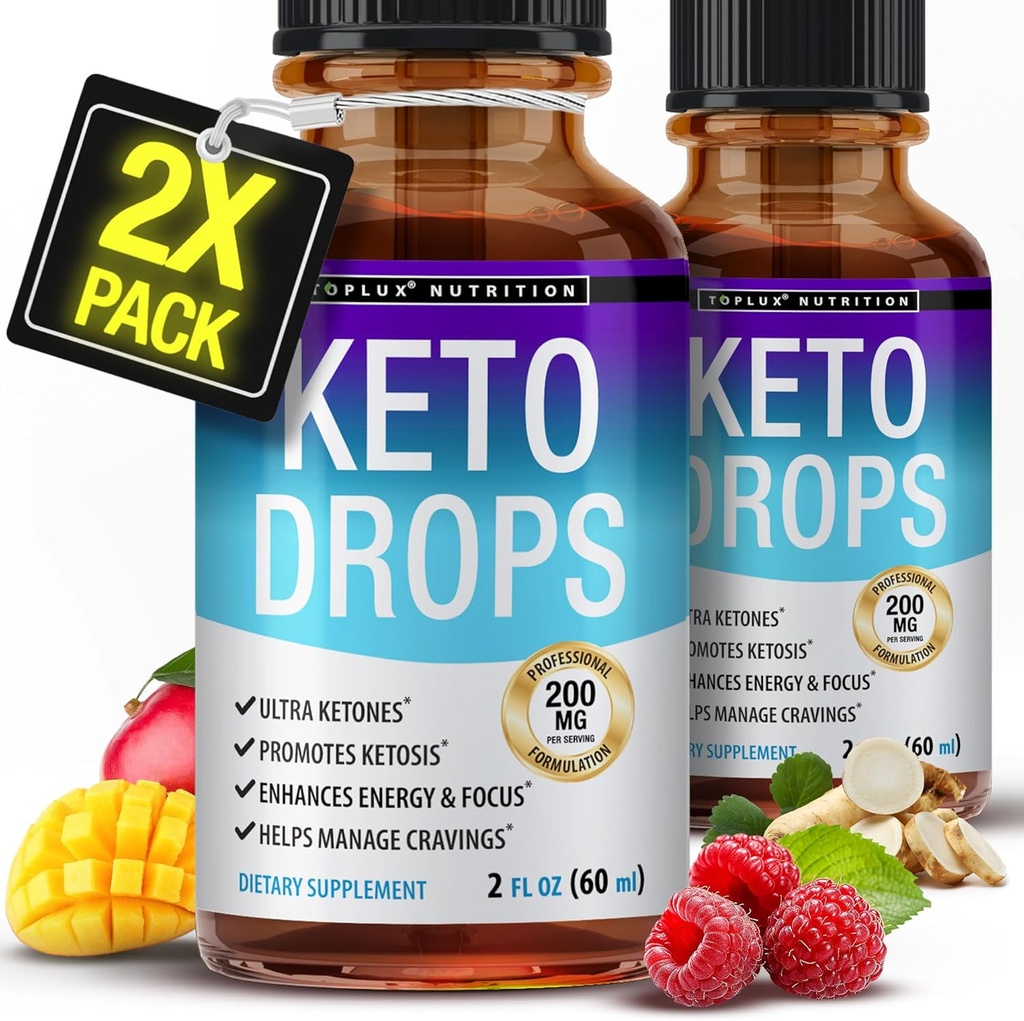 Toplux Keto 饮食 Drops Ketogenic 补充剂 -- -- 支持Ketosis、更好的吸收液体、Garcinia Cambogia的Premium 公式,供男子和妇女使用