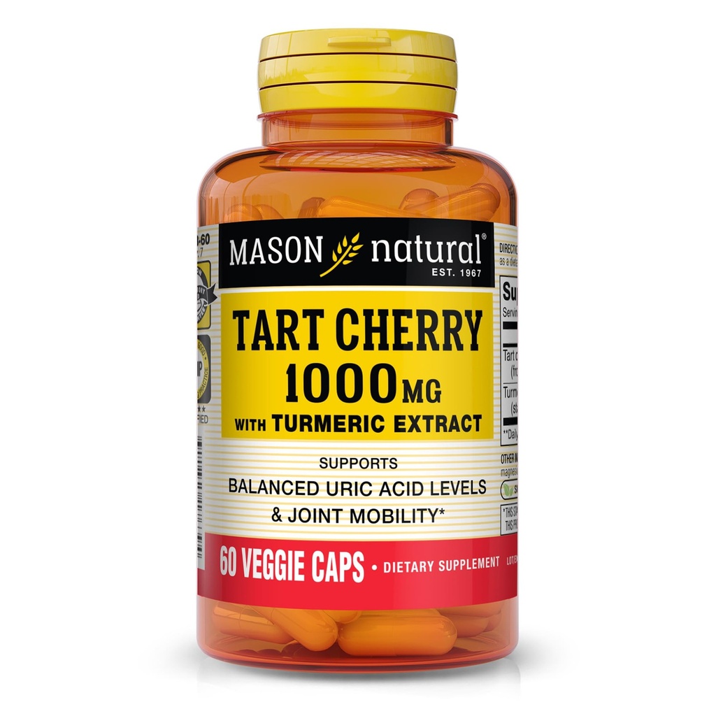 MASON NATURAL 1000mg Tart Cherry 提取与标准化的涡轮,60天供联合支助