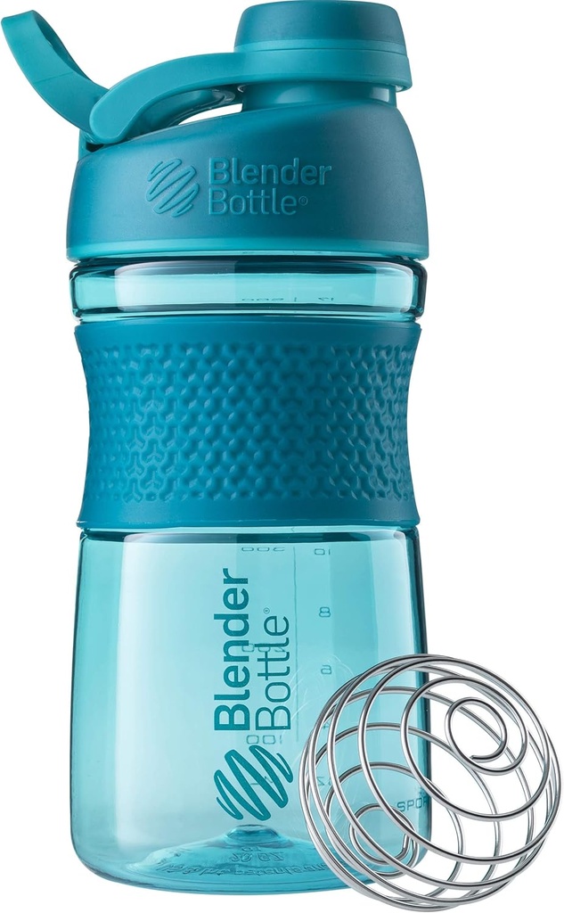 BlenderBottle 20oz SportMixer 蛋白质摇摆瓶,黑色和Teal, Bundle of 2