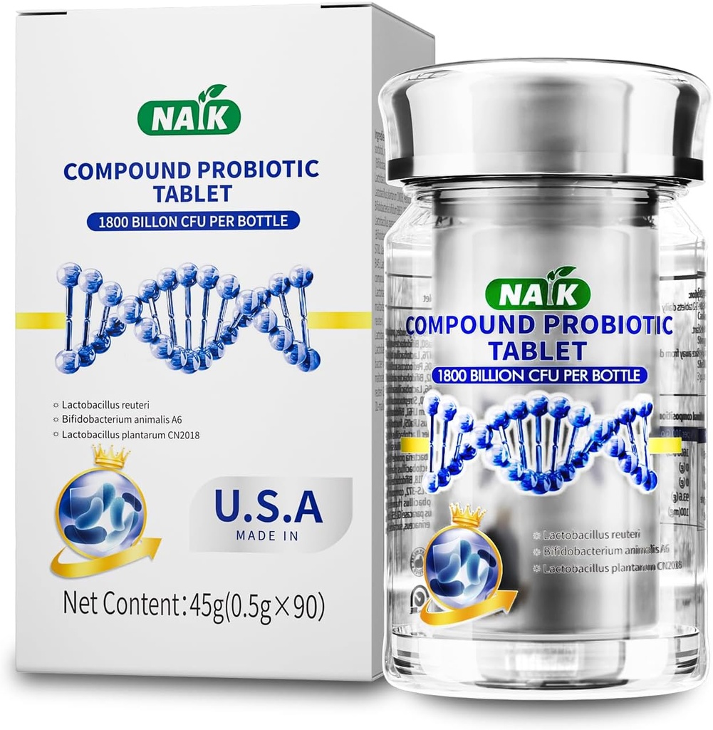 NAIK Probiotics 1800 Billion CFU - 10 Strains + Organic Prebiotics - Immune, Digestive & Gut Health - Supports Occasional Constipation, Diarrhea, Gas & Bloating - for Women & Men - 45ct