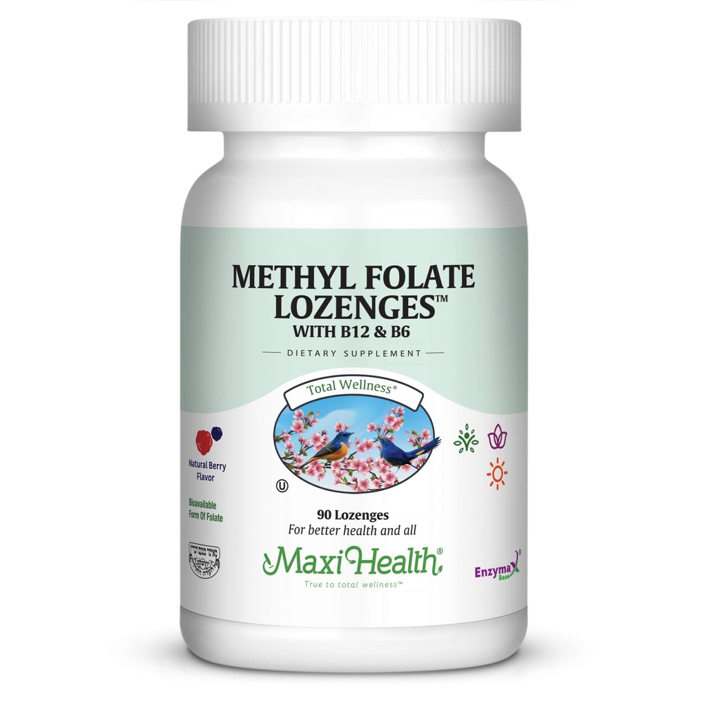 Maxi Health Methy Folate Lozenges with B12 & B6, Flavored Memory, 心血管健康 荷尔蒙 & Immune Support Gluten Free, Kosher Berry, 90 Counter 互联网档案馆的存檔,存档日期2013-03-02.