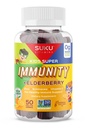 SUKU 维生素 - 儿童超級豁免 - 长老莓, Echinacea, 维生素A 和 津液Gummys for Immune 支持 - Easy to Chew - 非 GMOO, Gluten Sugar Free - Pomegranate Lime Gummy 维生素, 50 Counts