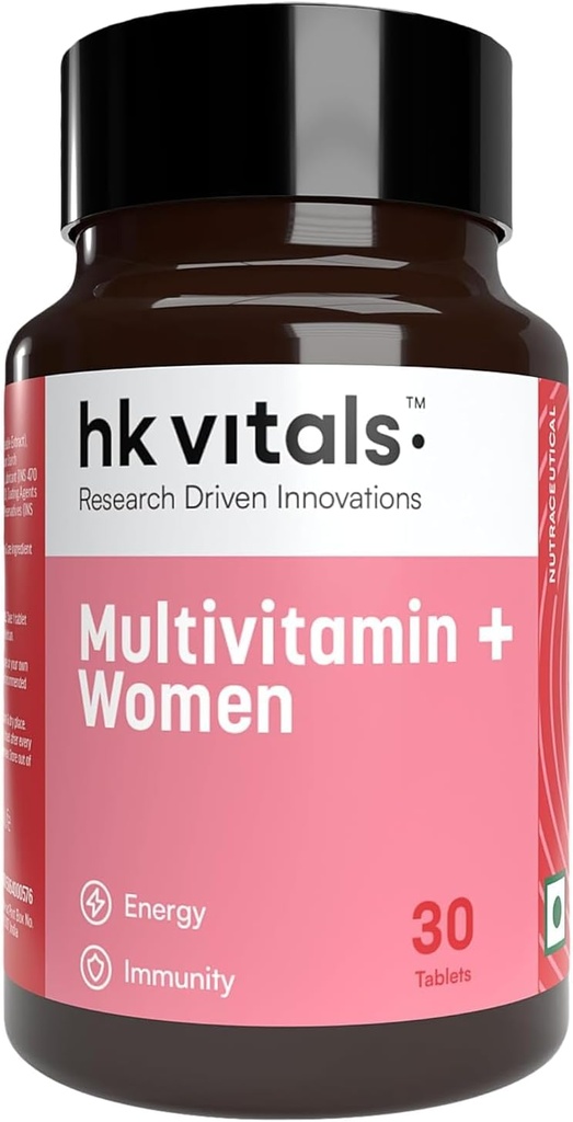 Heal;thKart HK Vitals Multivitamin Plus Women, Advanced Daily Multivitamin for Active Women – 能源,联合,皮肤和头发;与铁,维生素C,Veg Collagen,Hyaluronic Acid & Biotin, 30块平板