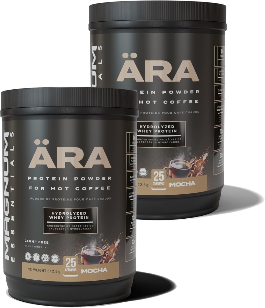Ara Mocha 高蛋白粉管用于热和冷咖啡,茶,饮料 - 无糖,无胶 - 20g 溶液在热饮料中平滑,325g(2包)