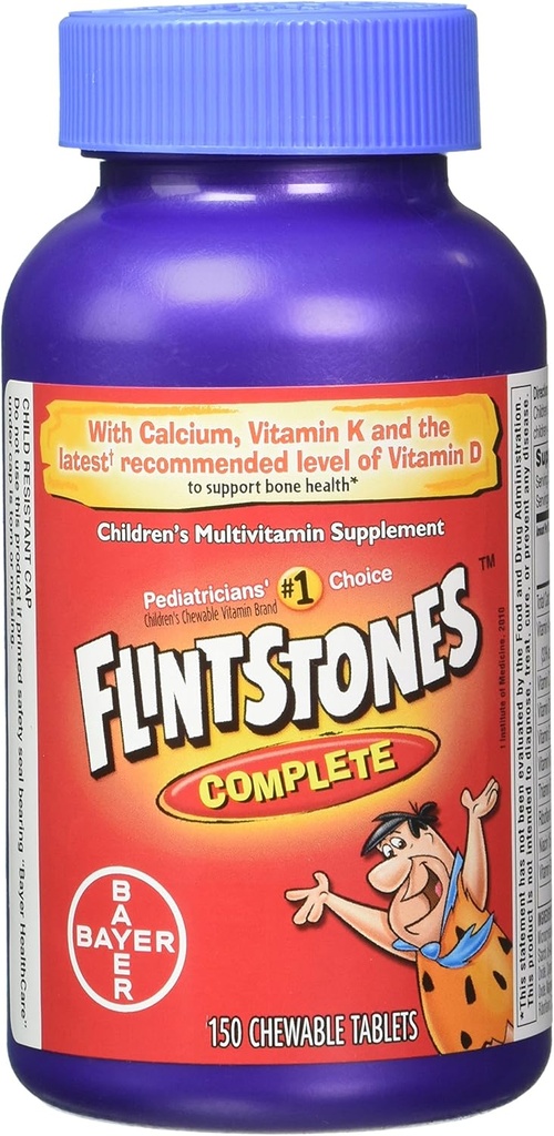 Flintstones Chewable Kids Vitamins, 完全多维敏给孩子和托德勒斯配有铁,钙,维生素C,维生素D和更多,300cmt(2,150个瓶子的包)