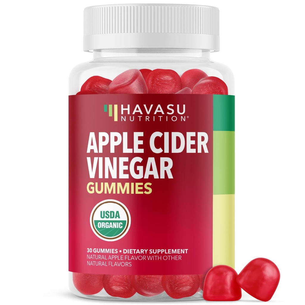 Apple Cider Vinegar Gummies - Organic ACV Vitamins for Digestive Health, Metabolism & Gut Support - 30 Count - Vegan, Non-GMO, Gluten-Free - Delicious Flavor & No Harsh Taste - 15 Day Supply