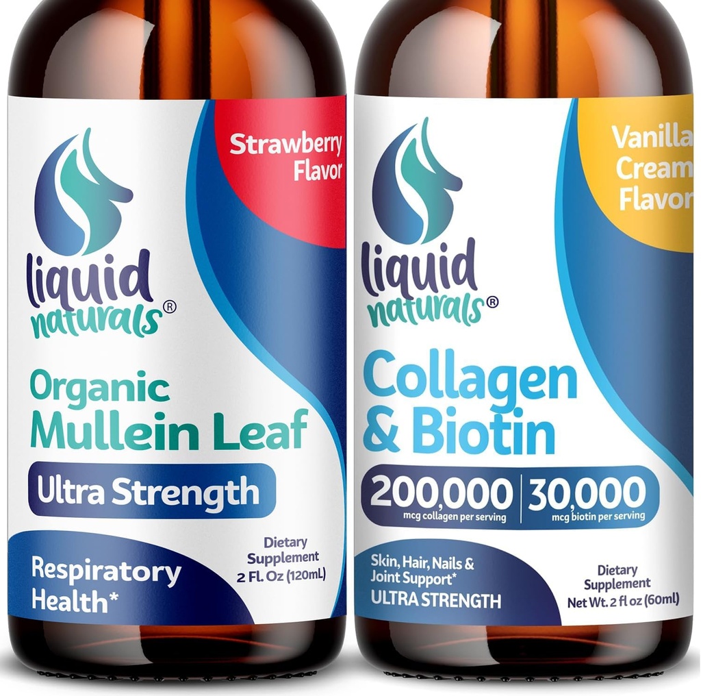 LABSRX Mullein Leaf Drops for Lungs, 2 Fl. Oz - Liquid Collagen and Biotin, 2 Fl. Oz - 肺部叶落, 2 Fl.