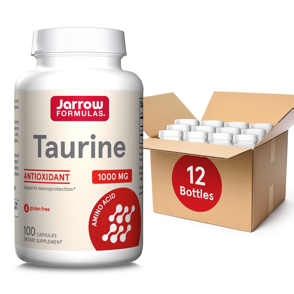 Jarrow Formules Taurine 1000 mg, 饮食补充,脑健康支持氨基酸补充,100 Capsules,100天供应,(12包)