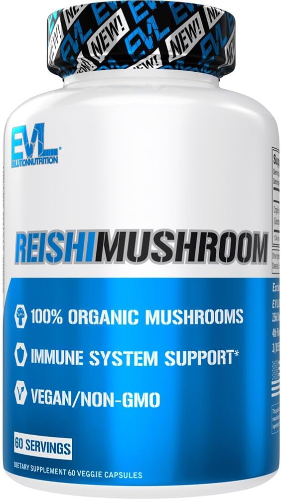 营养 Reishi 蘑菇 - 免疫系统与健康支助 - 500mg 蘑菇补充剂 - 100% 有机、维冈和非GMO - 60种服务