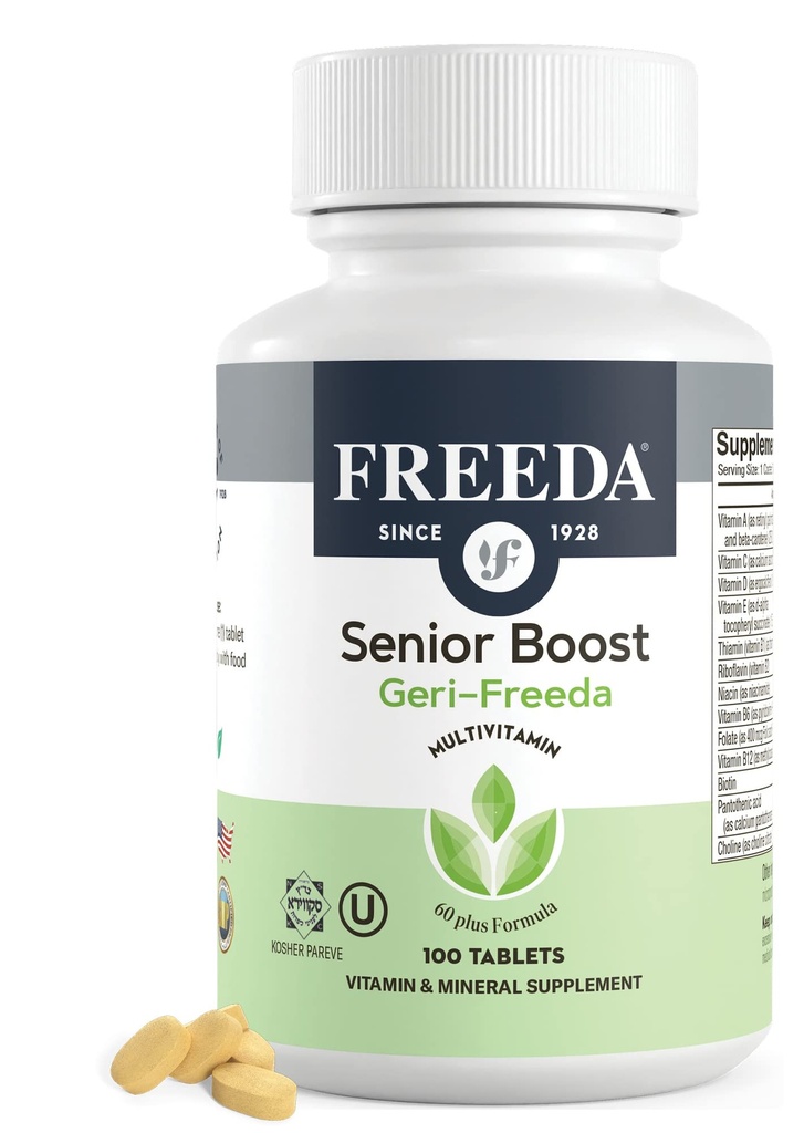 Freeda高级多维他明 - Kosher Vitamin for Men and Women 60 and Over - One Daily Coated Tablet - 女性和男性的维生素多维他明 60+ - 女性60+老年人的维生素(100计)