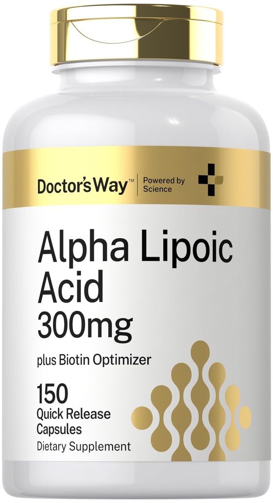 医生之路 Alpha Lipoic Acid 300mg + 150 Capsules + 与生物素优化剂 + ALA 补充剂 + NAN-GMO, Gluten Free