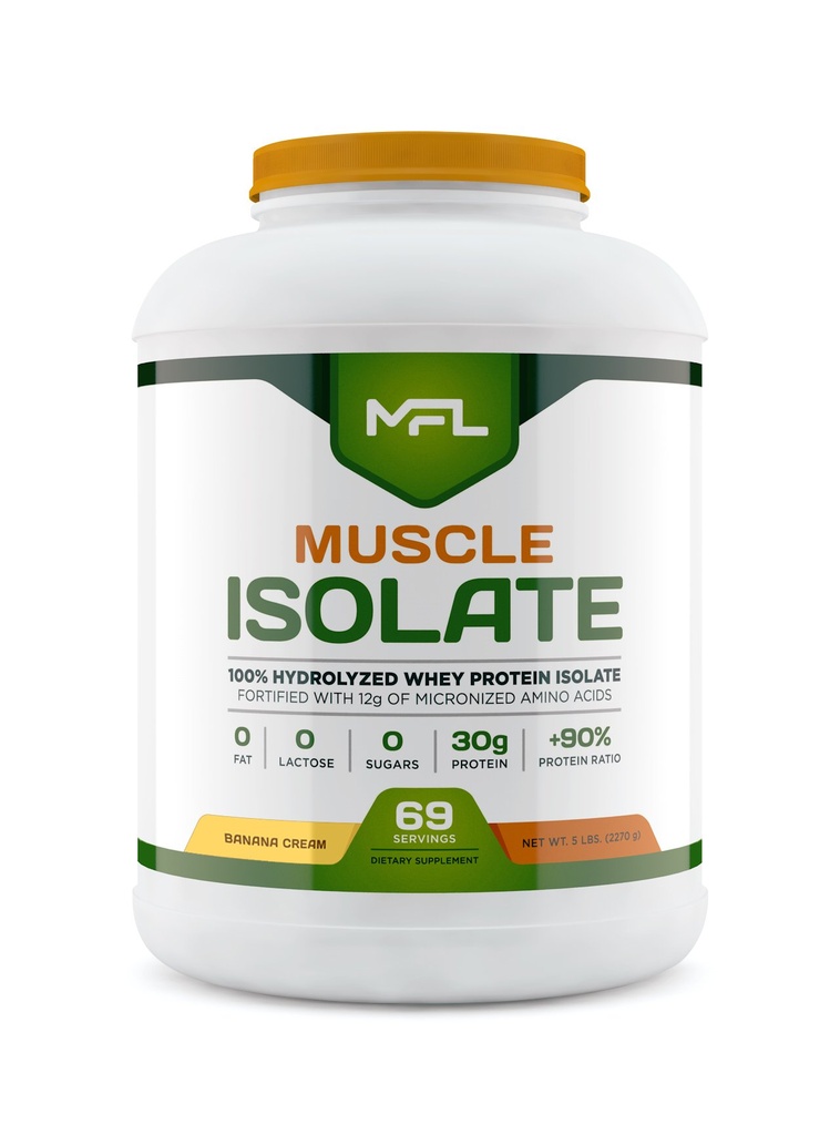 MFL 100% 隔离蛋白l 30g 蛋白l 12g 氨基酸l Keto 友好l 低碳l 5 lbs. (Banana Cream).