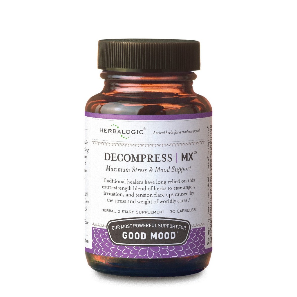 Herbalogic - Decompress MX Herb Capsules - 最大压力和紧张救济 - 减少愤怒和喜怒,正面的喜喜支持 - 基于传统中国公式 小姚三 - 30 Cap Count