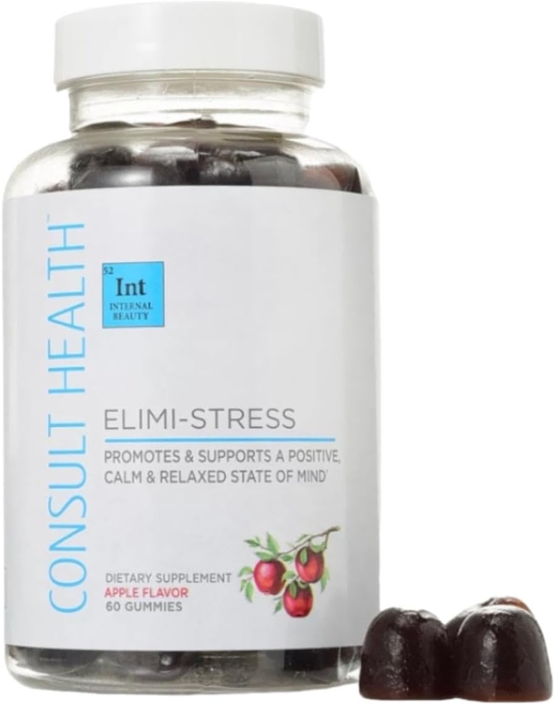 咨询健康 - ELIMI-Stress Vegen Gummys - 压力救济补充 - 减少Fatigue - 天然苹果 Flavor - Ashwagandha Root & Leaf 提取 - 数字提取 - 咖啡因免费 - 60 计数