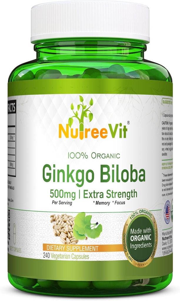 NutreeVit Ginkgo Biloba 草药补充剂 Capsules(240个计数)