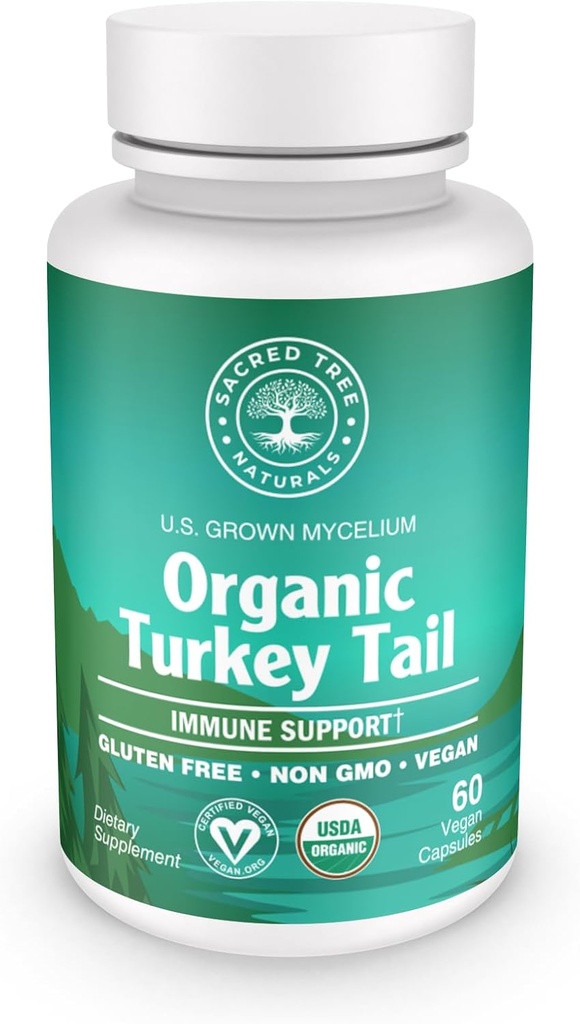 Turkey Tail Mushules – 免疫支持补充剂,抗氧化剂富含剂,自然消化健康援助,Vegan & 非GMO Mushules for Wellness and Virtuality - 60 Capsules (30名服务员)