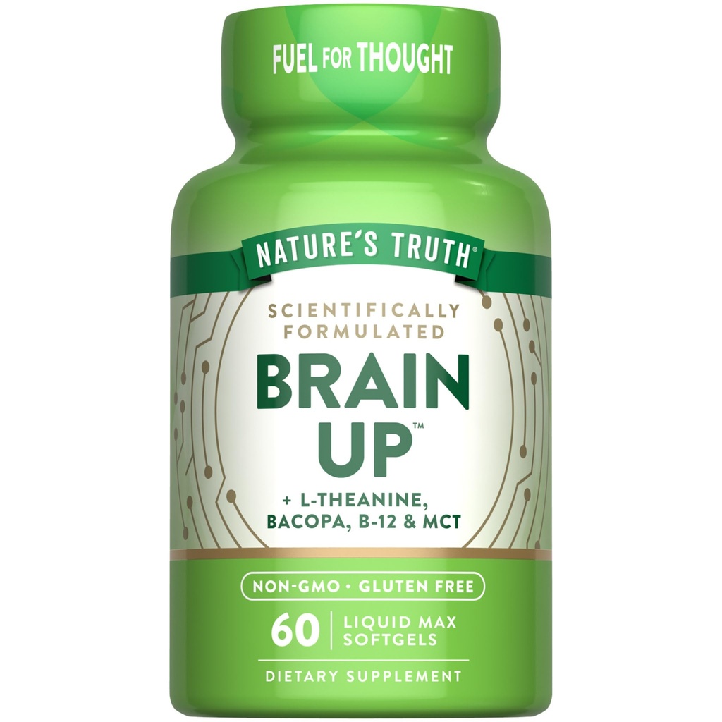 Nature's Truth Brain Up Softgels QQ 60 Counter 与 L-Theanine, Bacopa, B-12 & MCT +N-GMO 和 Gluten Free Supplement 等合编的"真理大脑升起软凝胶" 互联网档案馆的存檔,存档日期2011-03-02.