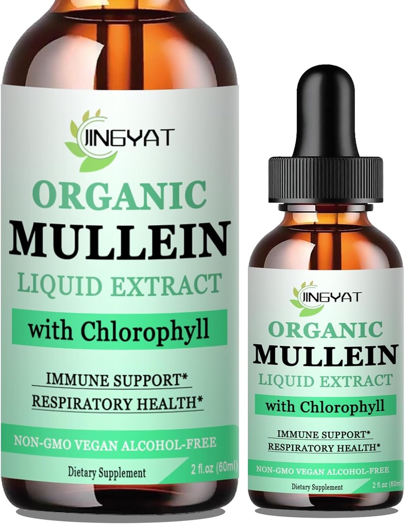Mullein Dropps for Lungs – Powerful Mullein Leaf 提取与氯phy,维生素C,肉桂为免疫支持,解毒和呼吸支持,Brunchial支持 – NO-GMO,Kosher,Gluten-Free